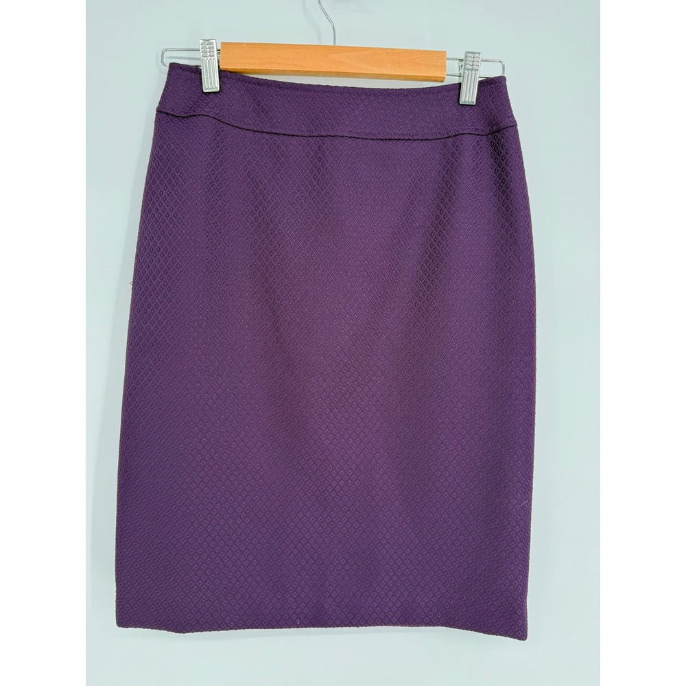 Tahari Arthur S. Levine Womens Purple Diamond Textured Pencil Skirt Sz 2